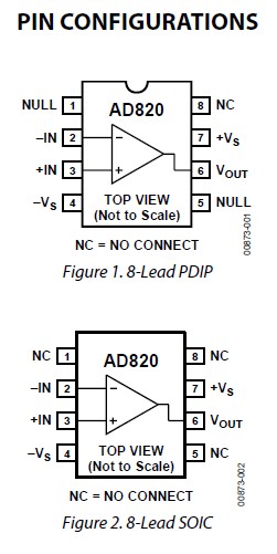  AD820BRZ-REEL pin connection