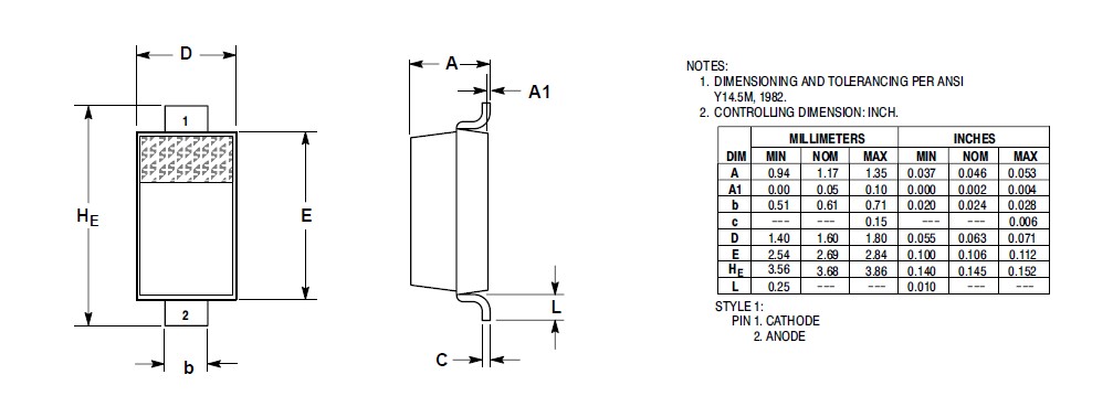 MBR0530T1G pin connection