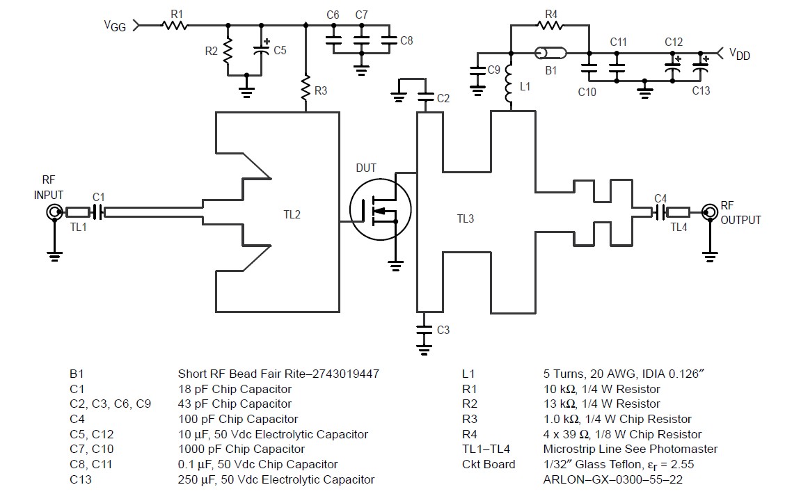 MRF18 Test Circuit Schematic