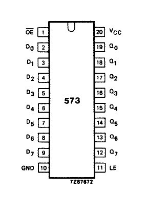 74HC573D pin connection