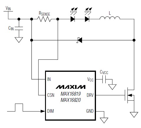 MAX16820ATT pin connection