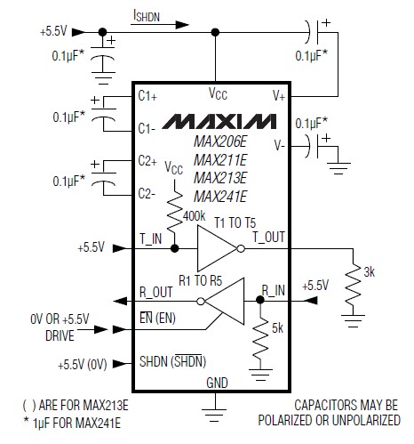 MAX202EEPE pin connection