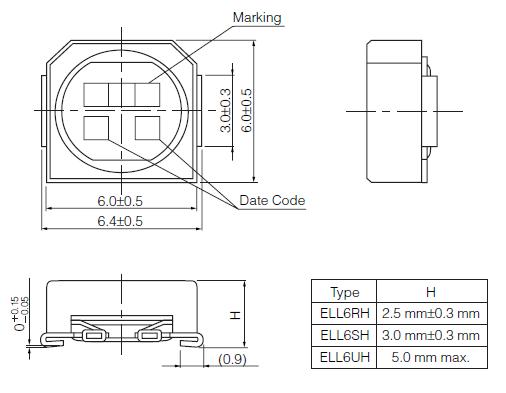 ELL6UH470M package dimensions