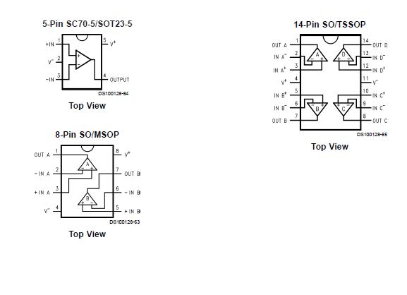 LMV824MTX/NOPB pin configuration
