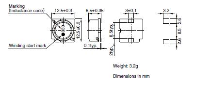 SLF12565T-470M2R4-PF package dimensions