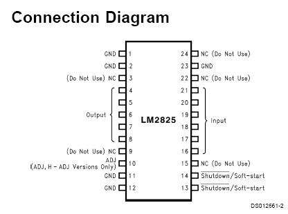 LM2825N-5.0 Pin Configuration