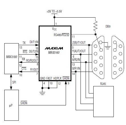 MAX3160EAP+T Typical Operating Circuit