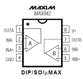 MAX942ESA+T Pin Configurations