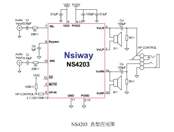 NS4203 typical application diagram