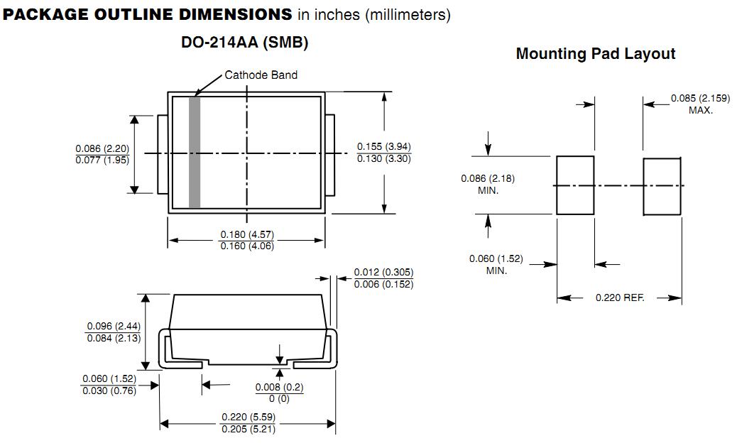 P6SMB10CA package outline dimension