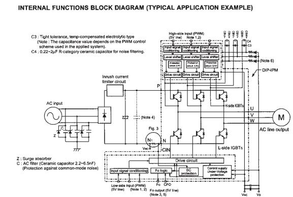 PS21255-EP internal functional block diagram