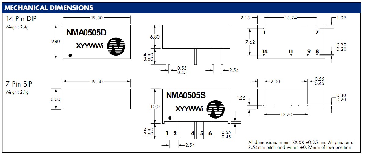 NMA0509SC dimensions