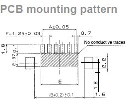 DF13C-8P-1.25V(51) PCB mounting pattern
