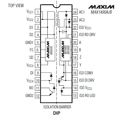 MAX1480BCPI pin configurations