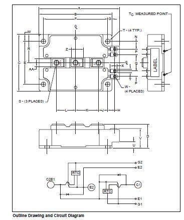 CM600DU-24F Outline Drawing and Circuit Diagram