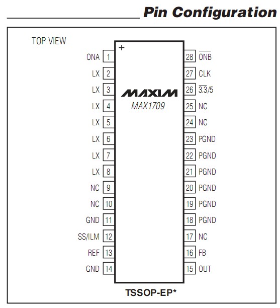 MAX1709ESE pin configuration