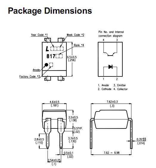LTV-817-A package dimensions