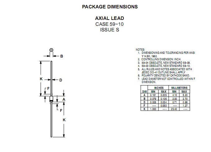 1N4004 package dimensions