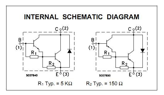 TIP122 internal schematic diagram