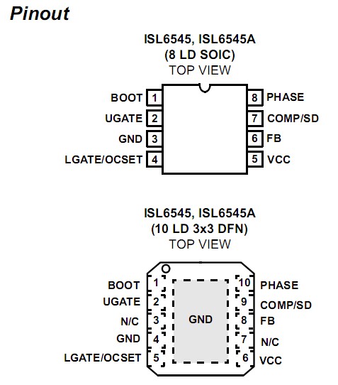 ISL6545CBZ-T pinout