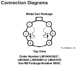 LM394CH Connection Diagrams