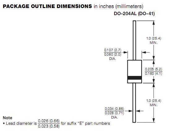 1N4005 package dimensions