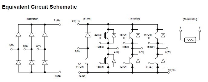 7MBR10SA120-50 Equivalent Circuit Schematic