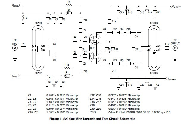 MRFE6P3300H  Test Circuit Schematic
