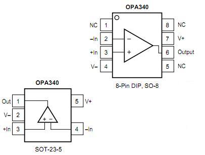 OPA340PAG4 pin configuration