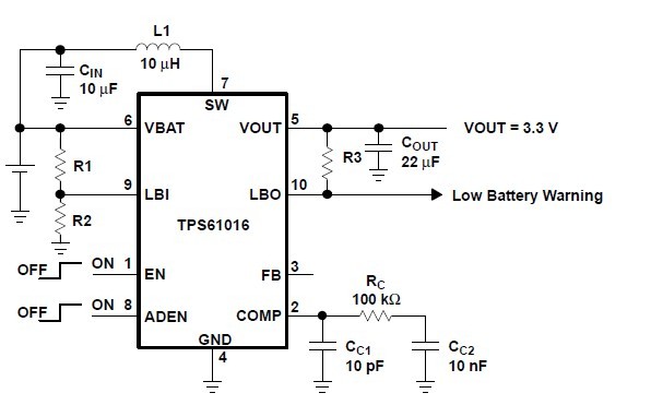 TPS61014DGSR Typical Application Circuit