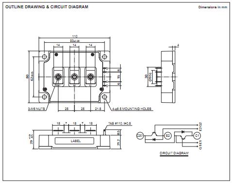 CM400DY-24A outline dimensions and circuit diagram