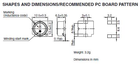 SLF12565T-101M1R6-PF shapes and dimensions