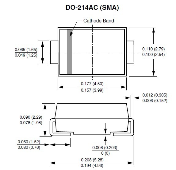 SMAJ33A PACKAGE OUTLINE DIMENSIONS