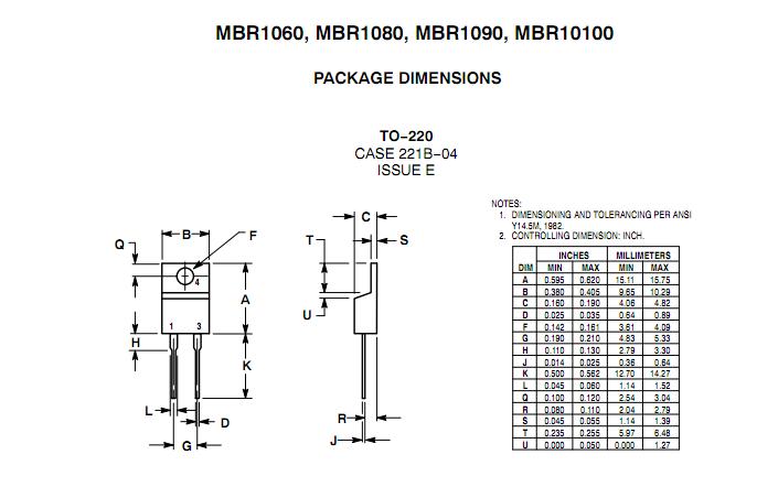 MBR10100G dimensions