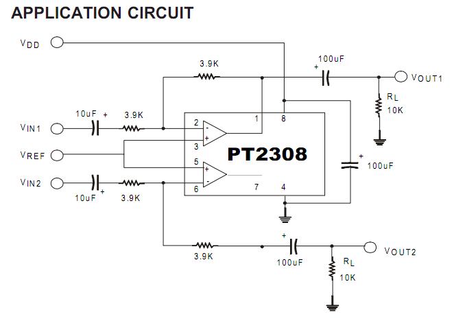 PT2308 application circuit