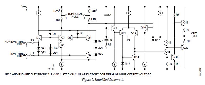 OP07CP simplified schematic diagram
