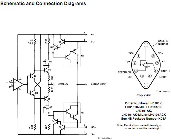 LH0101K schematic and connection diagram