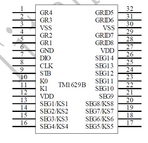 TM1629B pin configuration
