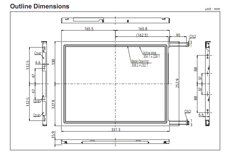LQ150X1DG11 outline dimensions