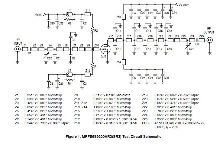MRFE6S9200HR3 test circuit schematic