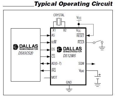 DS12C887+ typical operating circuit