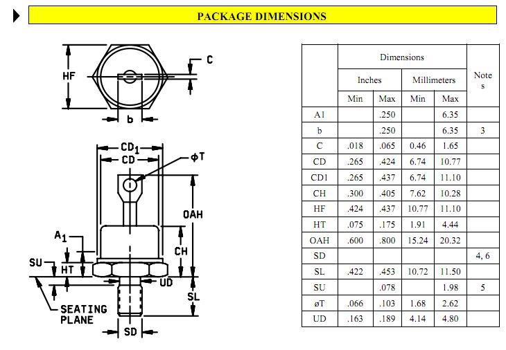 JAN1N5816 package dimensions