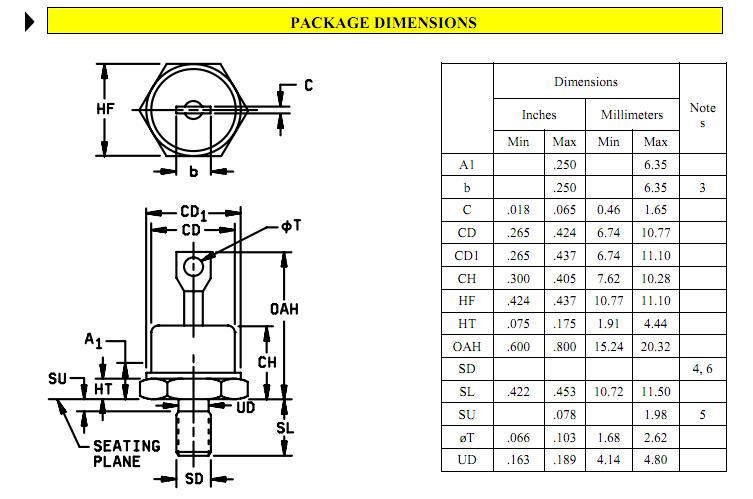 JAN1N5816R package dimensions