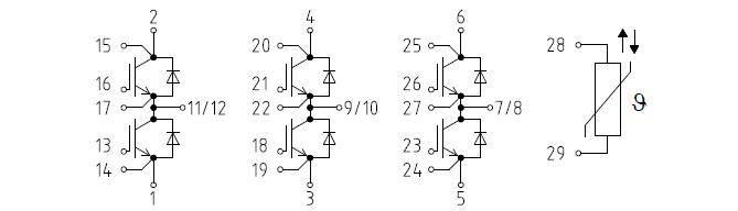 FS300R17KE3/AGDR-61C circuit diagram