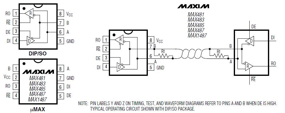 MAX483CPA+ circuit diagram