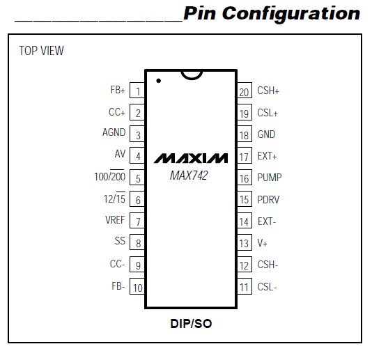 MAX742EWP pin configuration 
