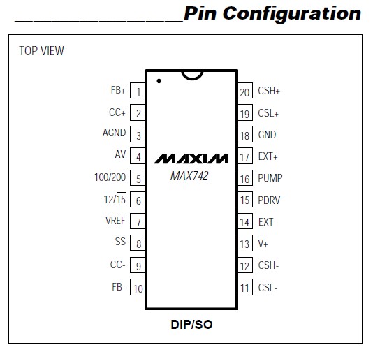 MAX742EWP pin configuration 