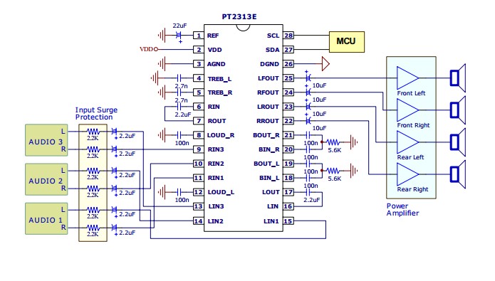 PT2313E circuit diagram