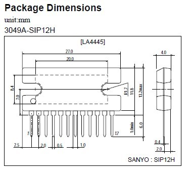 LA4445 Package Dimensions