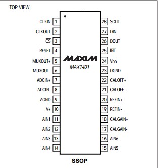 MAX1401CAI Pin Configuration